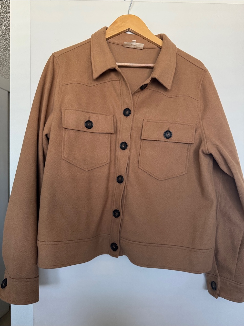 MELLODAY Tan Button-Front Jean Jacket with Chest Flaps